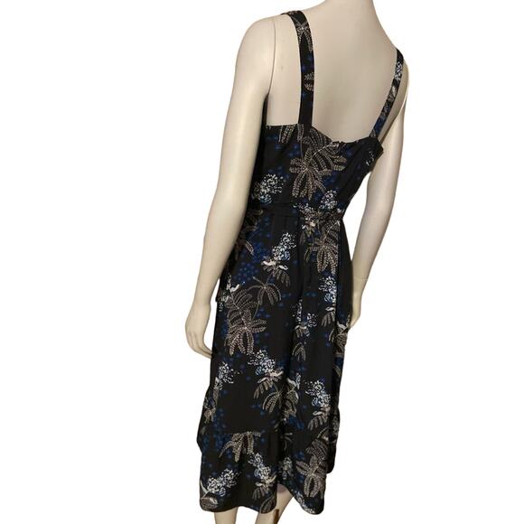 BANANA REPUBLIC Tropical Floral Sleeveless Navy Dress w/Belt sz 2 - Picture 10 of 10